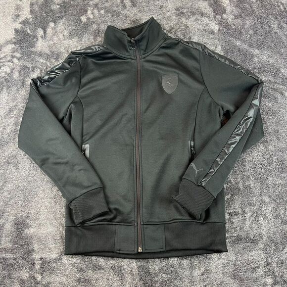 Puma Ferrari Track Jacket Full Zip Scuderia Black Mock Neck Men's S Racing - Picture 1 of 16